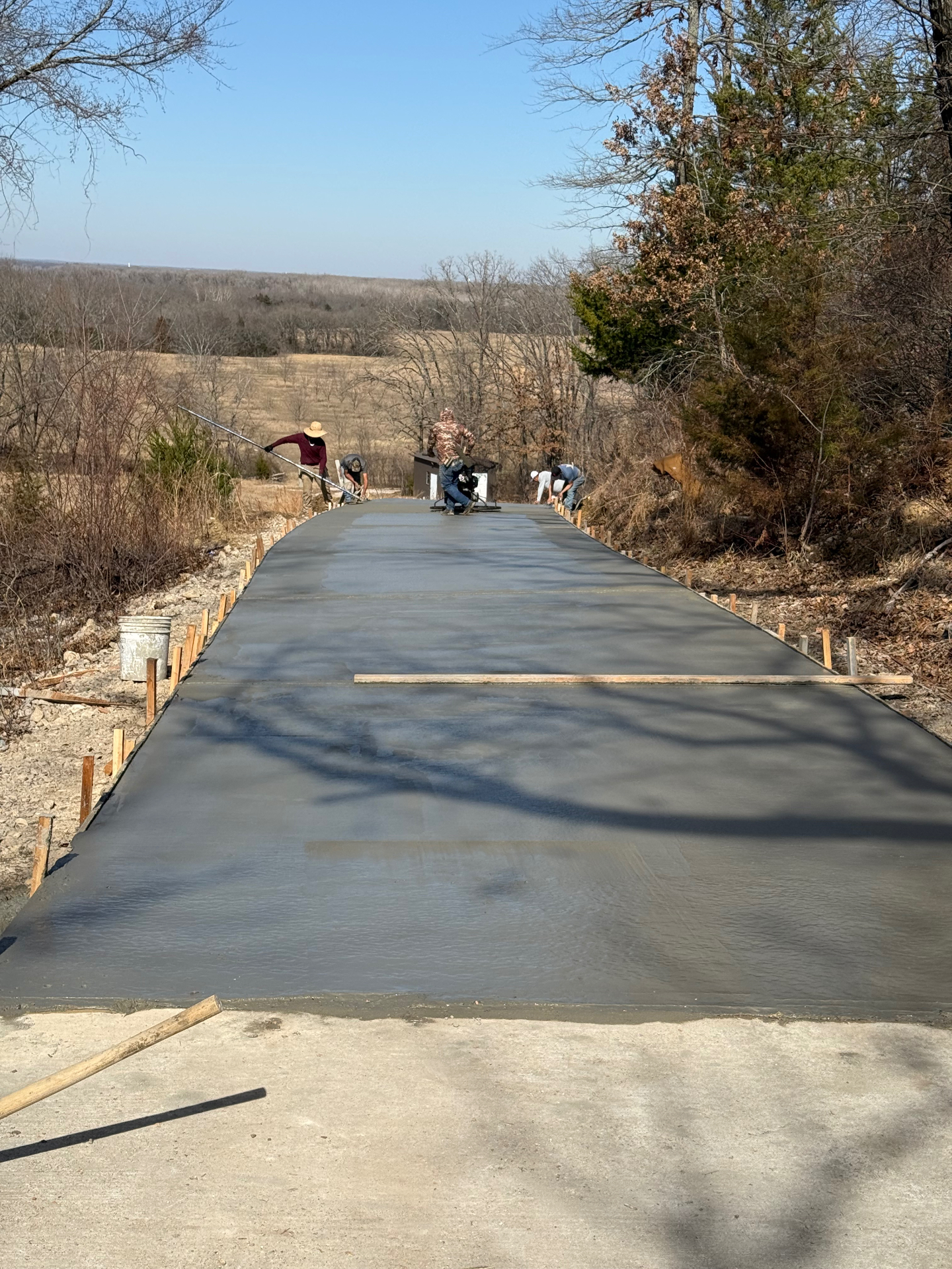 Hilltop Driveway Pour — Crew On Site