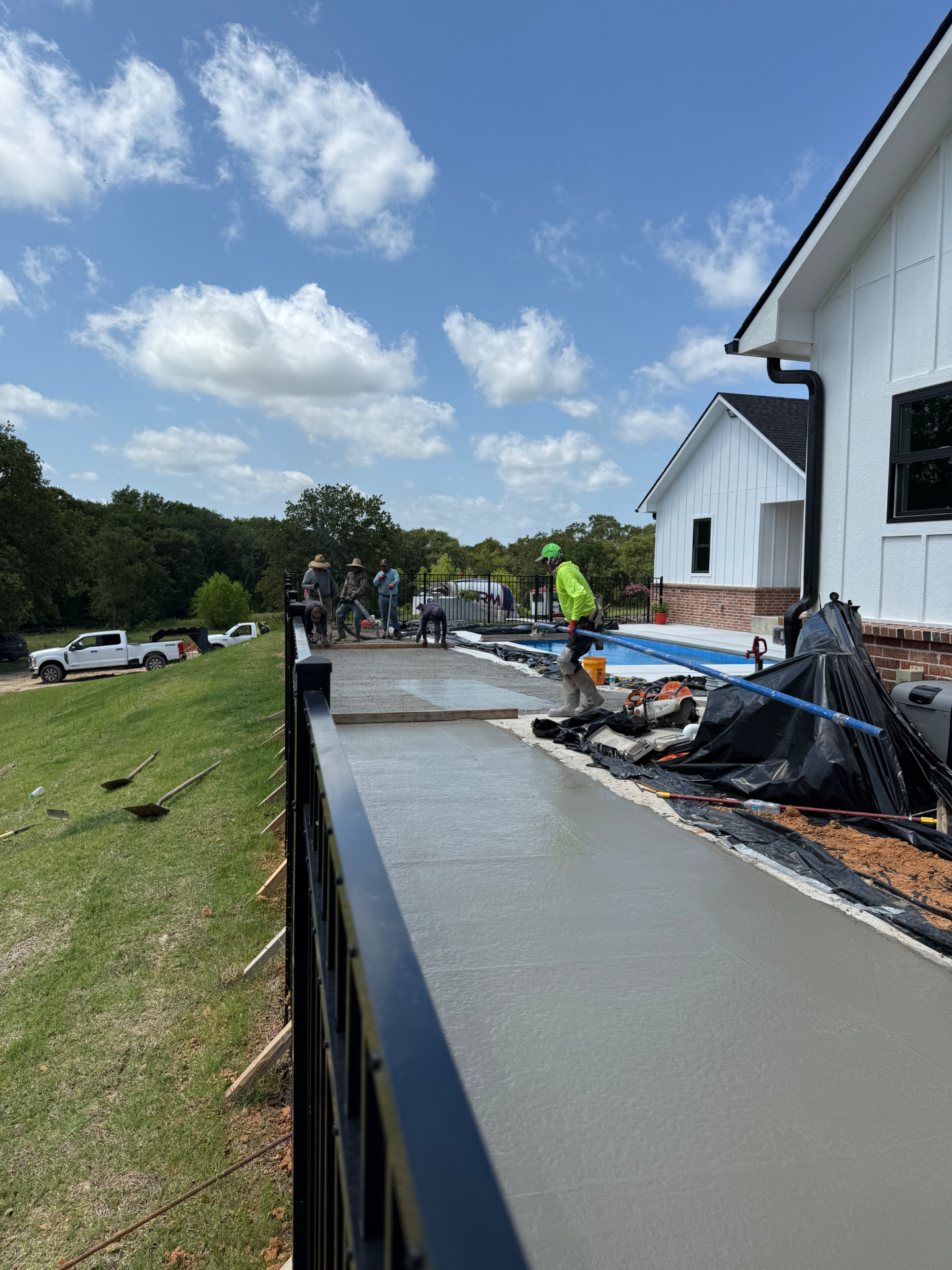 Poolside Slab Pour — Crew On Site