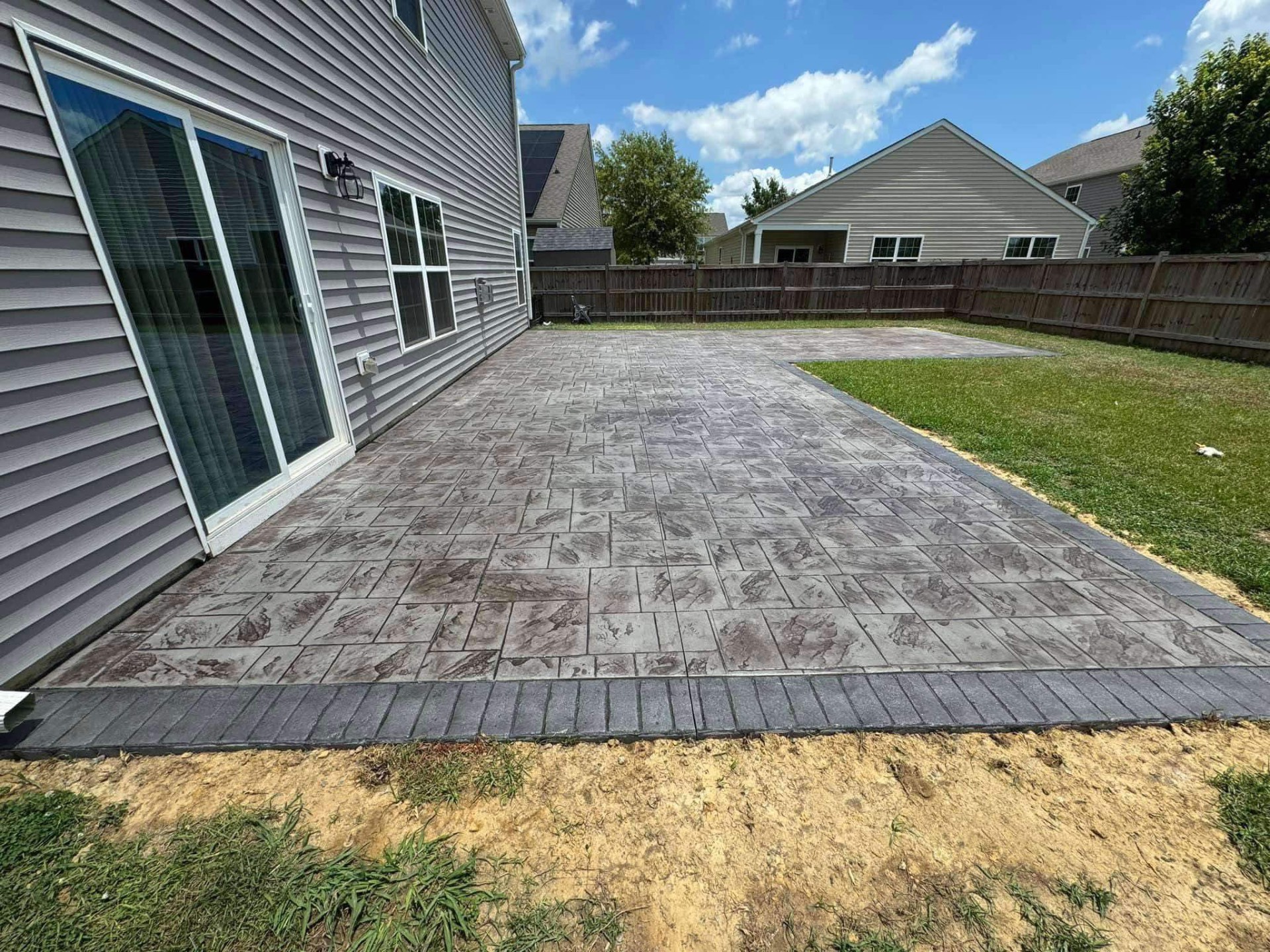 Large Stamped Ashlar Backyard Patio
